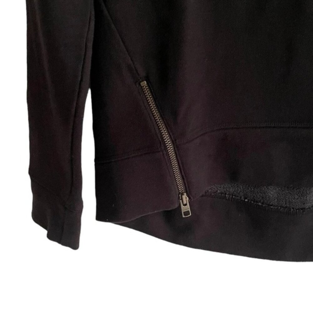 ATHLETA Cityscape Cotton Crew Neck Sweatshirt Zippers High Low Hem Black XXS - Picture 2 of 8